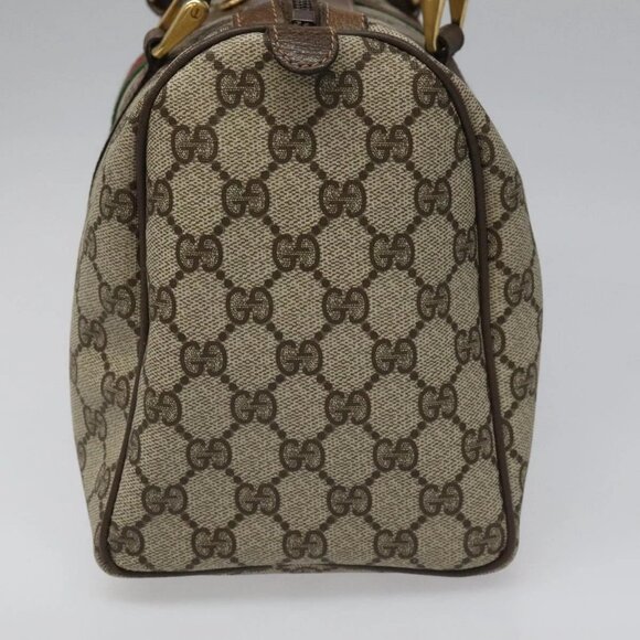 GUCCI GG Supreme Web Sherry Line Boston Bag PVC Beige Red - Picture 5 of 16